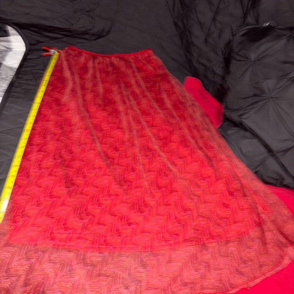 ADAMO Red double layered sheer skirt Size Med